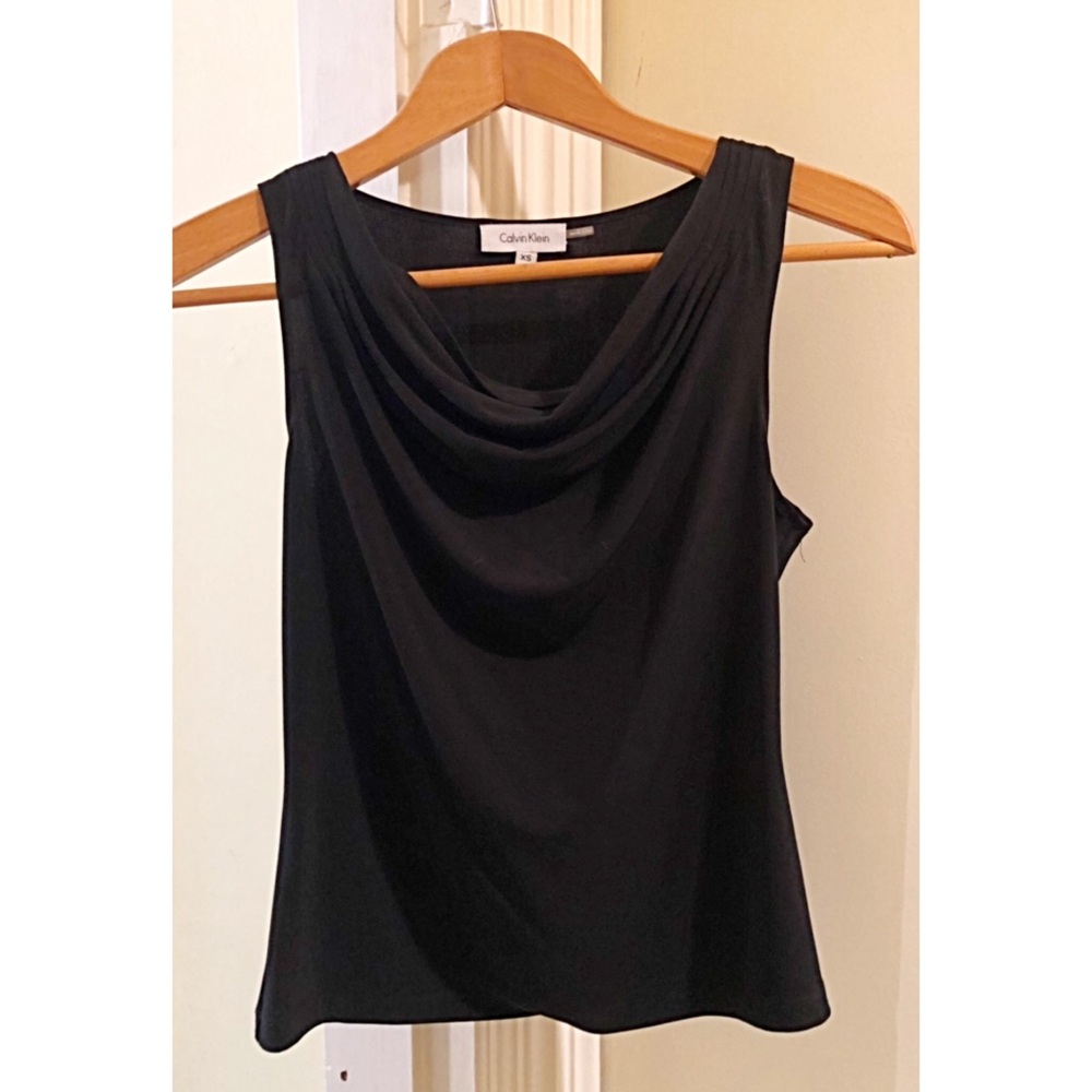 [Calvin Klein] Black cowl neck sleeveless top